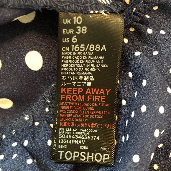 Topshop navy/white polka dot wrap top - Picture 4 of 6